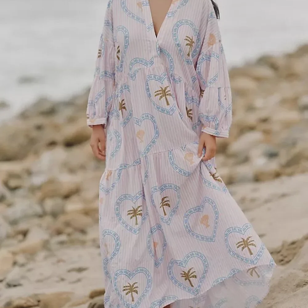 NWT Anthropologie Celandine The Carolita Printed Tiered Shirt Dress, Size L - Picture 3 of 6